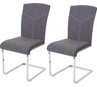 lot de 2 chaises de salle à manger HWC-F36, chaise de cuisine cantilever chaise de conférence ~ tissu/textile, gris