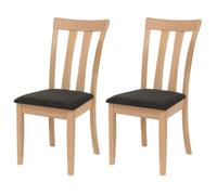 Lot de 2 chaises de salle à manger HWC-G46, chaise de cuisine, tissu/textile, bois massif piètement couleur naturelle, noir