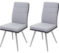 2x chaise de salle à manger MENDLER HWC-G54 tissu et similicuir acier inox brossé gris Gris G