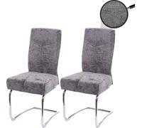 Lot De 2 Chaises De Salle À Manger Hwc-G56, Chaise De Cuisine Cantilever Chaise Inclinable, Métal Tissu/Textile Chenille Gris Foncé Multicolore