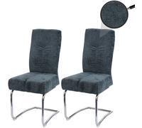 Lot De 2 Chaises De Salle À Manger Hwc-G56, Chaise De Cuisine Cantilever Chaise Inclinable, Métal Tissu/Textile Chenille Bleu-Vert Multicolore
