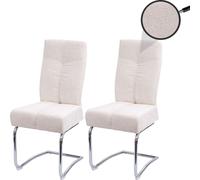 Lot de 2 chaises de Salle à Manger HWC-G56, Chaise de Cuisine Cantilever Chaise inclinable, métal Tissu/Textile Chenille - crème