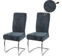 Lot De 2 Chaises De Salle À Manger Hwc-G56, Chaise De Cuisine Cantilever Chaise Inclinable, Métal Tissu/Textile Chenille Bleu-Vert Multicolore