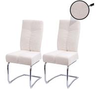 Lot de 2 chaises de Salle à Manger HWC-G56, Chaise de Cuisine Cantilever Chaise inclinable, métal Tissu/Textile Chenille - crème