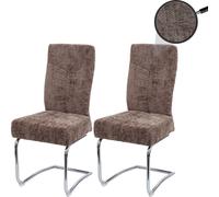 Lot de 2 chaises de salle à manger HWC-G56 chenille marron