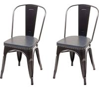 2x Chaise De Salle À Manger Hwc-H10e,Métal,Similicuir Chesterfield,Gastronomie,Design Industriel Noir-Gris Gris