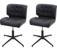 2x Chaise de salle à manger MENDLER HWC-H42 similicuir vintage gris foncé pied noir gris G