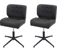 lot de 2 chaises de salle à manger HWC-H42, chaise pivotante, hauteur réglable pivotante ~ tissu/textile gris foncé, pied noir