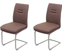2x Chaise De Salle À Manger Hwc-H70, Chaise De Cuisine, Balancant, Tissu, Acier Inoxydable Brossé Brun Multicolore