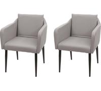 lot de 2 chaises de salle à manger HWC-H93, chaise de cuisine fauteuil ~ similicuir taupe-gris