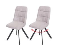 Lot De 2 Chaises De Salle À Manger Hwc-J69, Chaise De Cuisine, Pivotante Auto-Position, Velours Crème-Beige Multicolore