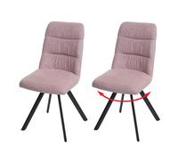 Lot De 2 Chaises De Salle À Manger Hwc-J69, Chaise De Cuisine, Pivotante Auto-Position, Velours Rose Multicolore