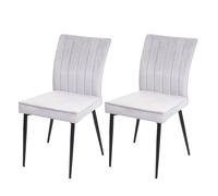 Lot de 2 chaises de salle à manger HWC-K16, chaise de cuisine, velours métal gris clair