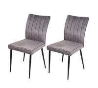 Lot de 2 chaises de salle à manger HWC-K16, chaise de cuisine, velours métal gris foncé