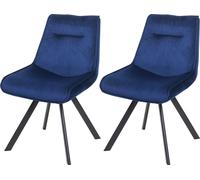 Lot De 2 Chaises De Salle À Manger Hwc-K24, Chaise Rembourrée, Chaise De Cuisine, Métal Velours Bleu Multicolore