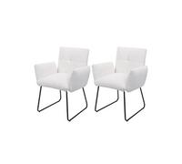 Lot de 2 chaises de salle à manger HWC-K34 Oeko-Tex métal blanc