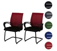 Lot de 2 chaises de salle à manger HWC-K51 rouges piètement noir