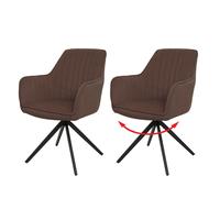 Mendler Lot de 2 chaises de Salle à Manger HWC-L79 Auto-Position Tissu/Textile Brun