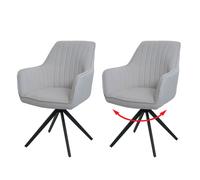 lot de 2 chaises de salle à manger HWC-L79, chaise de cuisine, chaise avec accoudoirs, pivotante Auto-Position tissu/textile ~ crème-beige