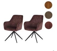 Mendler 2 chaises salle à manger HWC-L79 – velours daim, accoudoirs pivotants, marron terracotta