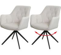 Lot De 2 Chaises De Salle À Manger Hwc-L80, Chaise De Cuisine Rembourrée Chaise Avec Accoudoirs, Pivotante, Métal Tissu/Textile Crème-Beige Multicolore