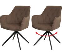 Lot De 2 Chaises De Salle À Manger Hwc-L80, Chaise De Cuisine Rembourrée Chaise Avec Accoudoirs, Pivotante, Métal Tissu/Textile Marron Multicolore