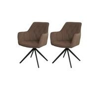 Lot De 2 Chaises De Salle À Manger Hwc-L80, Chaise De Cuisine Rembourrée Chaise Avec Accoudoirs, Pivotante, Métal Tissu/Textile Marron Multicolore