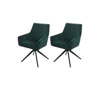 Lot de 2 chaises de salle à manger HWC-L91 Auto-Position tissu/textile vert