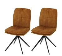 Lot de 2 chaises de salle à manger HWC-M68 métal tissu/textile jaune
