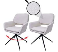 Mendler Lot de 2 chaises de salle à manger HWC-N74 MVG — tissu bouclé Oeko‑Tex, pivotante, crème