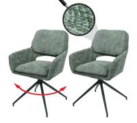 Mendler Lot de 2 chaises de Salle à Manger HWC-N74 Chenille (490g/m²) Öko-Tex MVG Vert