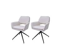 Mendler Lot de 2 chaises de salle à manger HWC-N74 MVG — tissu bouclé Oeko‑Tex, pivotante, crème