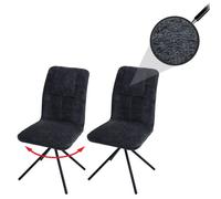 Mendler - Lot de 2 chaises de salle à manger HWC-N99 - Chenille 340 g/m² Oeko-Tex Gris foncé