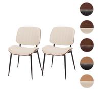 Lot de 2 chaises de salle à manger HWC-O44 aspect noyer, blanc
