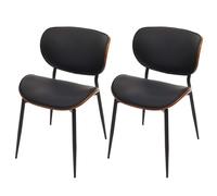 Lot de 2 chaises de salle à manger HWC-O45 280g/m² aspect noyer, noir