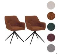 Mendler Lot de 2 chaises de salle à manger HWC-O47 tissu 270 g/m² pivotantes terre-cuite