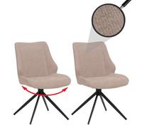 Lot de 2 chaises de salle à manger HWC-O48, chaises de cuisine, pivotantes avec retour automatique, tissu chenille (320 g/m²) certifié Oeko-Tex beige