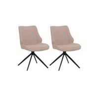 Mendler Lot de 2 chaises de Salle à Manger HWC-O48 Chenille (320 g/m²) Öko-Tex Beige