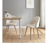 [en.casa] Lot de 2 Chaises de Salle à Manger Ensemble de 2 Chaises Capitonnées Set de 2 Chaises Matelassées pour Salon Chambre Métal Polyester 77 x 50 x 55 cm Beige