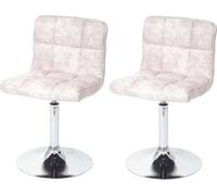lot de 2 chaises de salle à manger Kavala, chaise pivotante, imitation daim chrome ~ gris clair vintage
