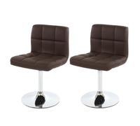 Lot de 2 chaises de salle à manger Kavala, pivotante, similicuir marron