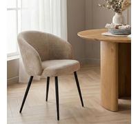 Lot de 2 Chaises de Salle à Manger KURSI en Tissu Beige au Design Rétro-Chic, Assise Rembourrée et Dossier Enveloppant, Pieds en Métal, Idéales pour Salle à Manger ou Cuisine