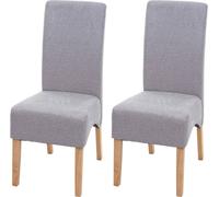 lot de 2 chaises de salle à manger Latina, chaise de cuisine, tissu/textile certifié MVG ~ gris clair, pieds clairs