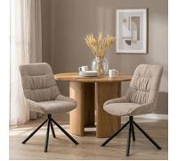 Lot de 2 Chaises de Salle à Manger LIBRA en Tissu Beige Sans Accoudoirs Assise et Dossier Rembourrés Pieds en Métal