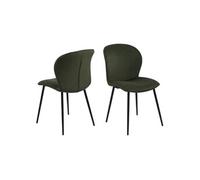 - Lot de 2 chaises de salle à manger Lina - Velours côtelé vert olive