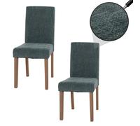 Lot de 2 chaises de salle à manger Littau vert pieds couleur naturelle