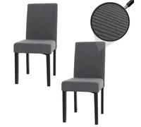 Lot De 2 Chaises De Salle À Manger Littau, Chaise De Cuisine À Dossier Haut, Tissu/Textile Velours Bois Gris Foncé, Pieds Foncés Multicolore