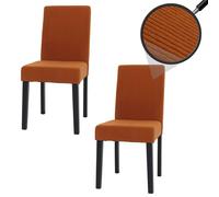 Lot de 2 chaises de salle à manger Littau Cordon de bois terracotta, pieds foncés