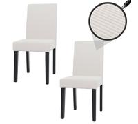 Lot De 2 Chaises De Salle À Manger Littau, Chaise De Cuisine À Dossier Haut, Tissu/Textile Velours Bois Crème, Pieds Foncés Multicolore