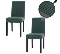 Lot de 2 chaises de salle à manger Littau Cordon de bois vert, pieds foncés